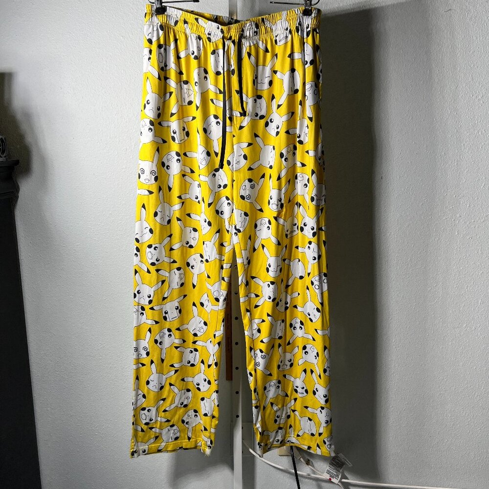 Pokémon Pikachu Expressions Yellow Graphic Print Lounge Pants SZ Lrg